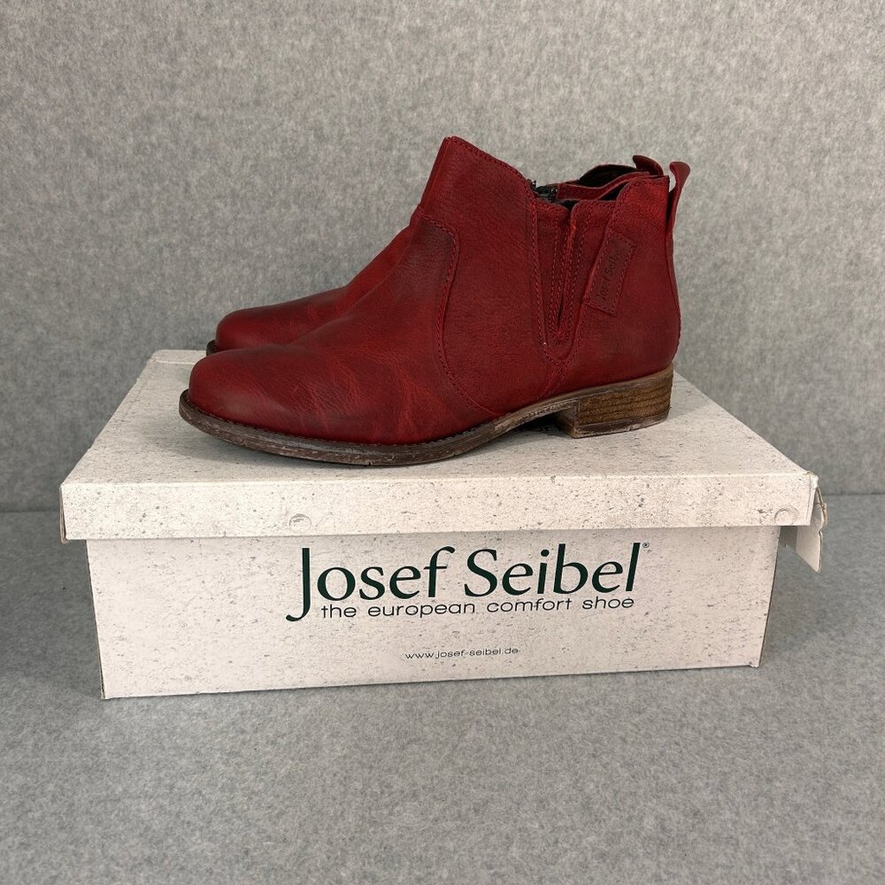 Josef Seibel Womens 38 US 7 -‎ 7.5 Bordeaux Red Leather Ankle Boots Sienna NIB